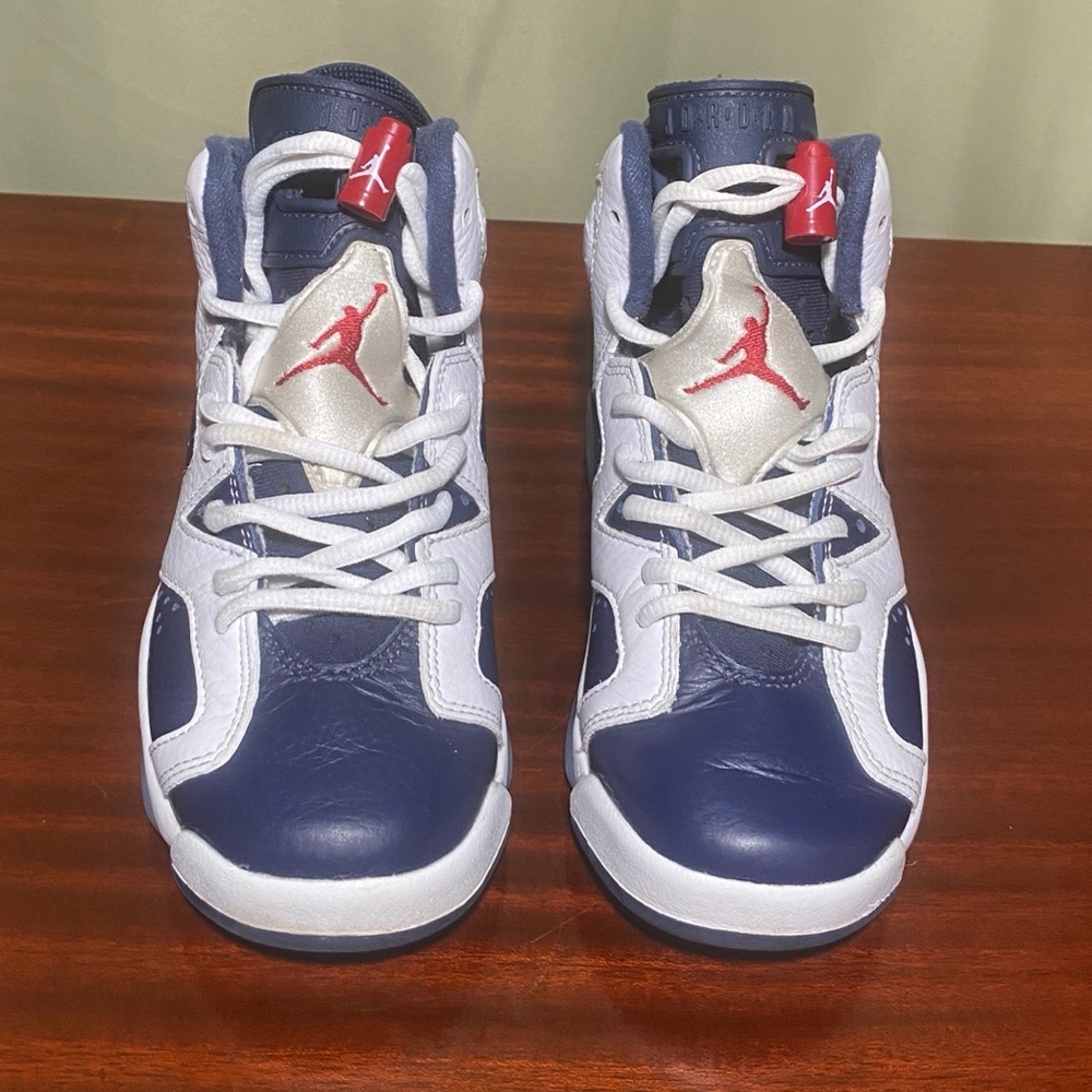 Nike Air Jordan 6 Retro  Olympic 2024 White Midnight Navy 384665-164 Size 3.5Y